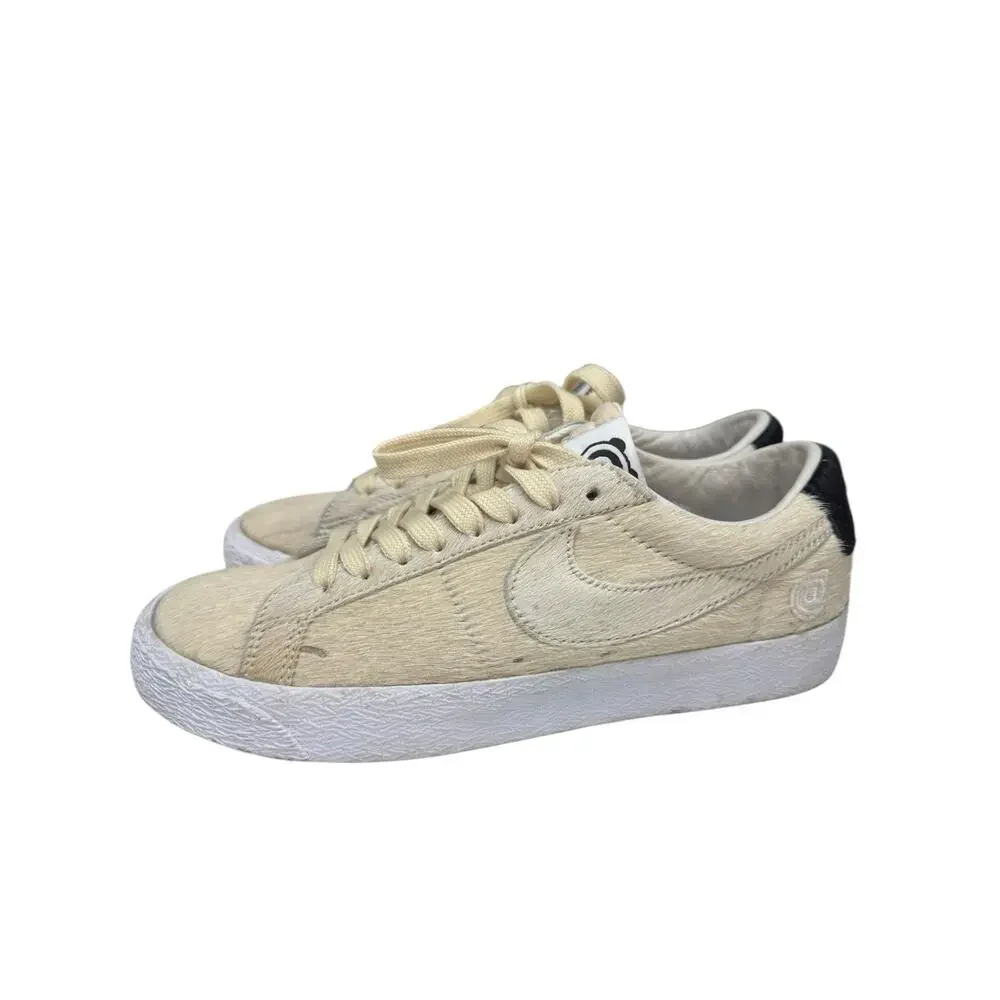 Nike SB Blazer‎ Bearbrick Pony Hair Cream Sneakers Mens 7.5 Womens 9